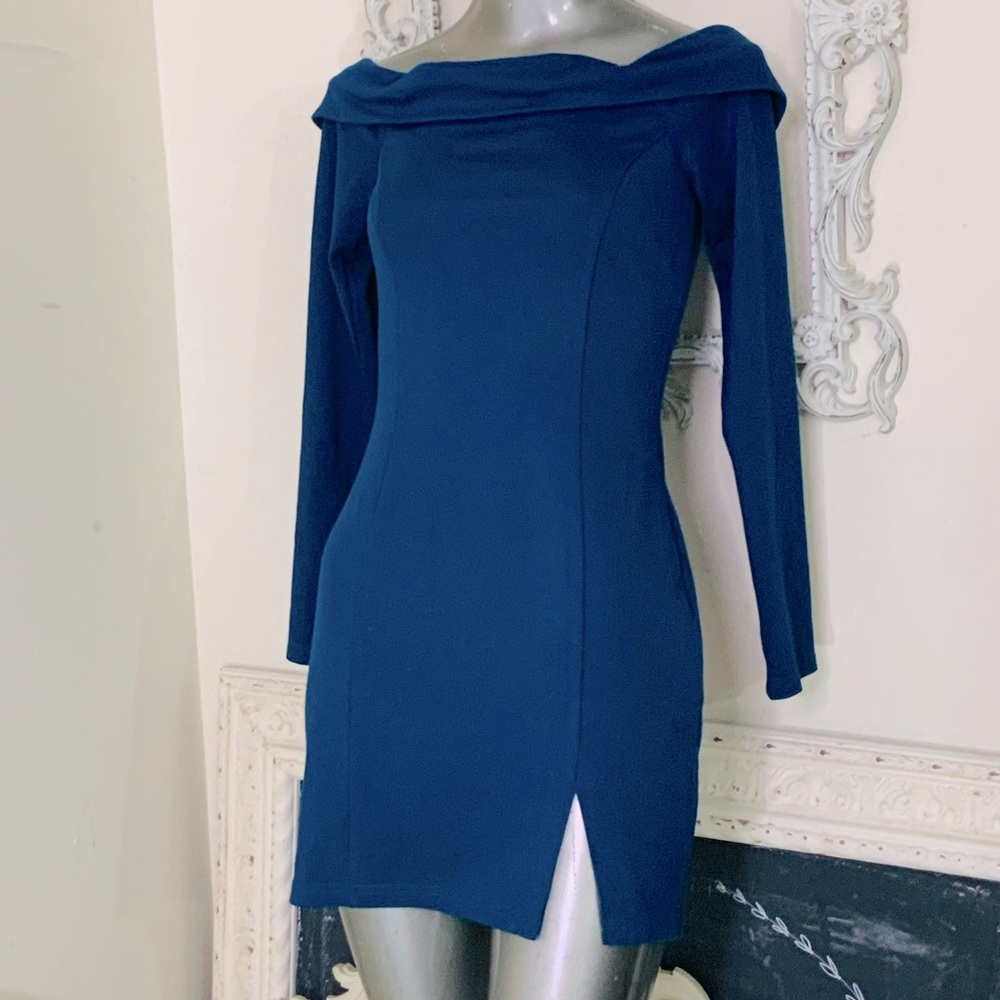 Bobi Black Side Slit Mini Dress NWT